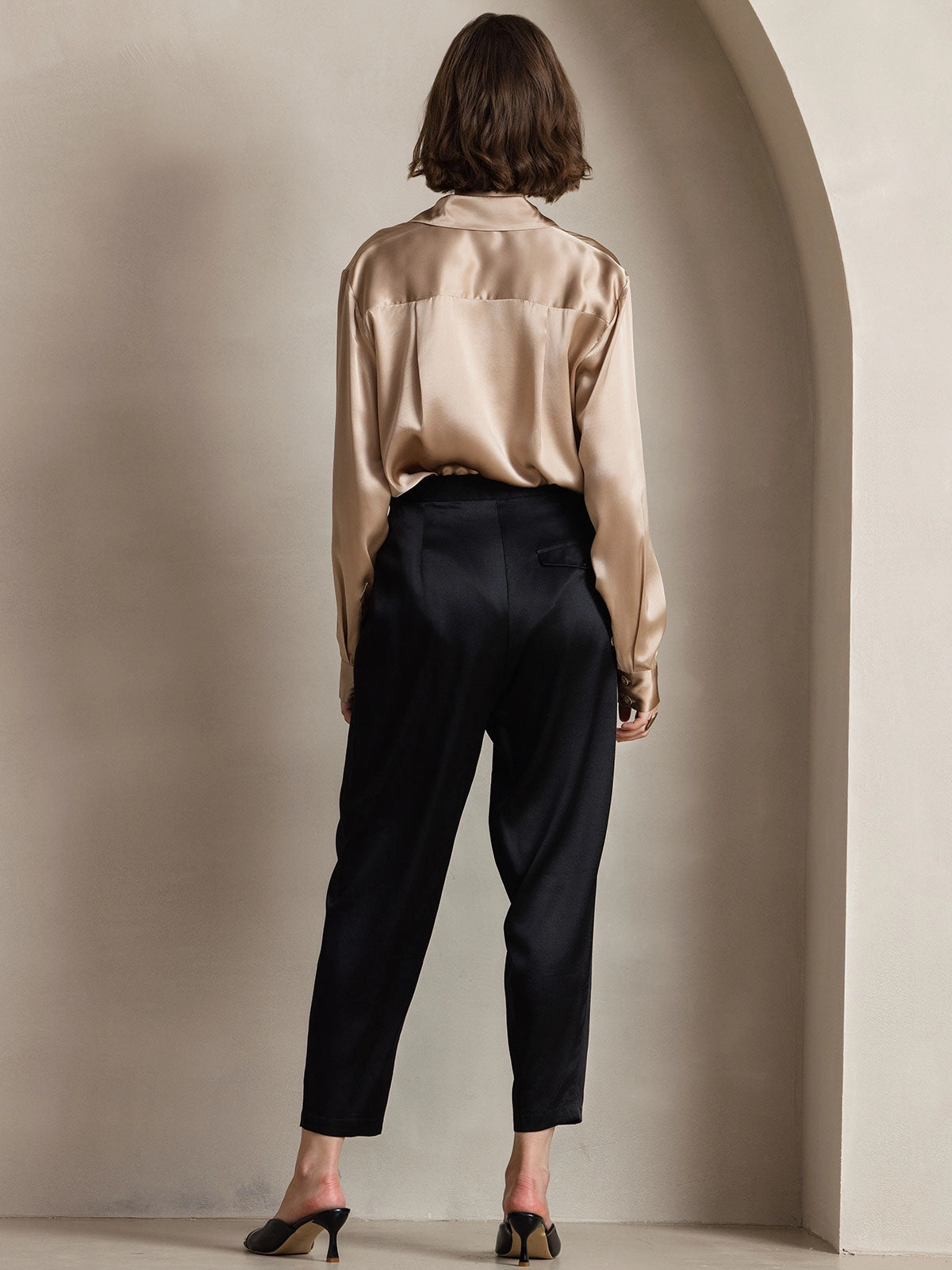 19Momme Silk Basic Military Lapel Shirt