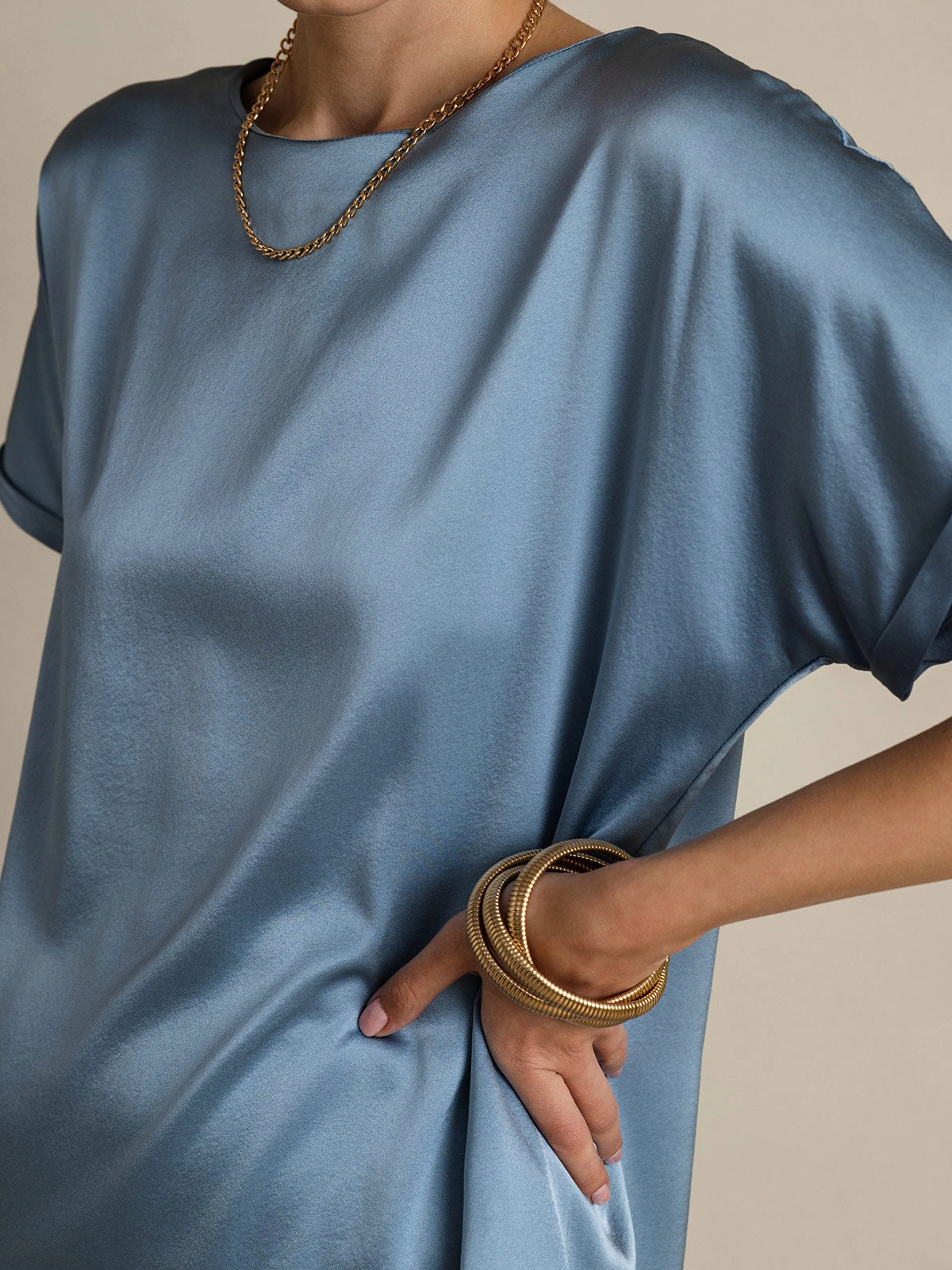 19Momme Silk Casual Short Sleeve T-Shirt