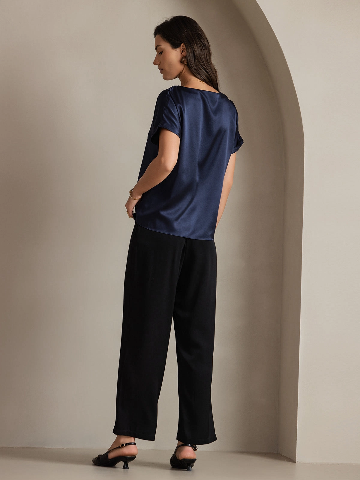 19Momme Silk Casual Short Sleeve T-Shirt