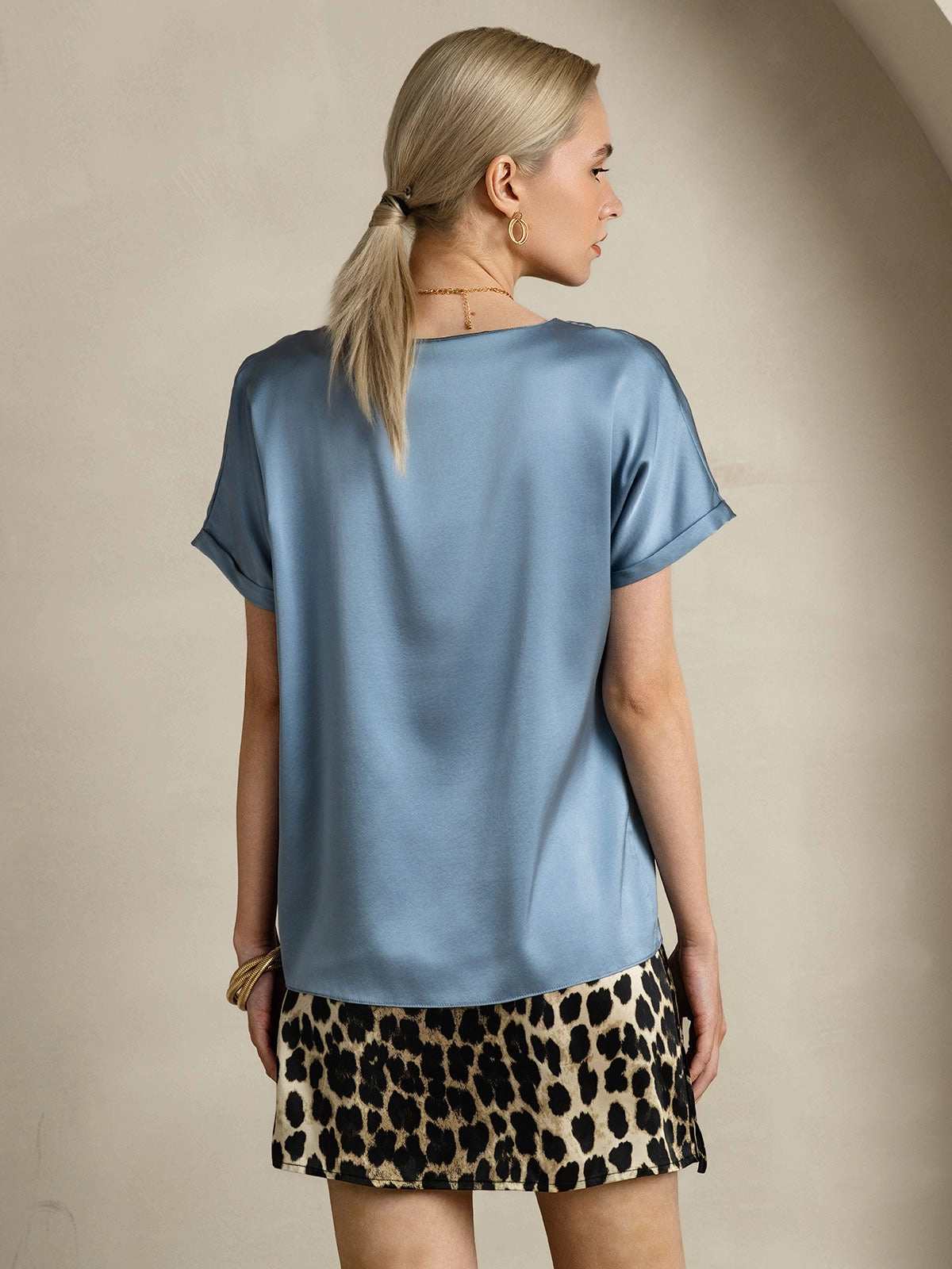 19Momme Silk Casual Short Sleeve T-Shirt