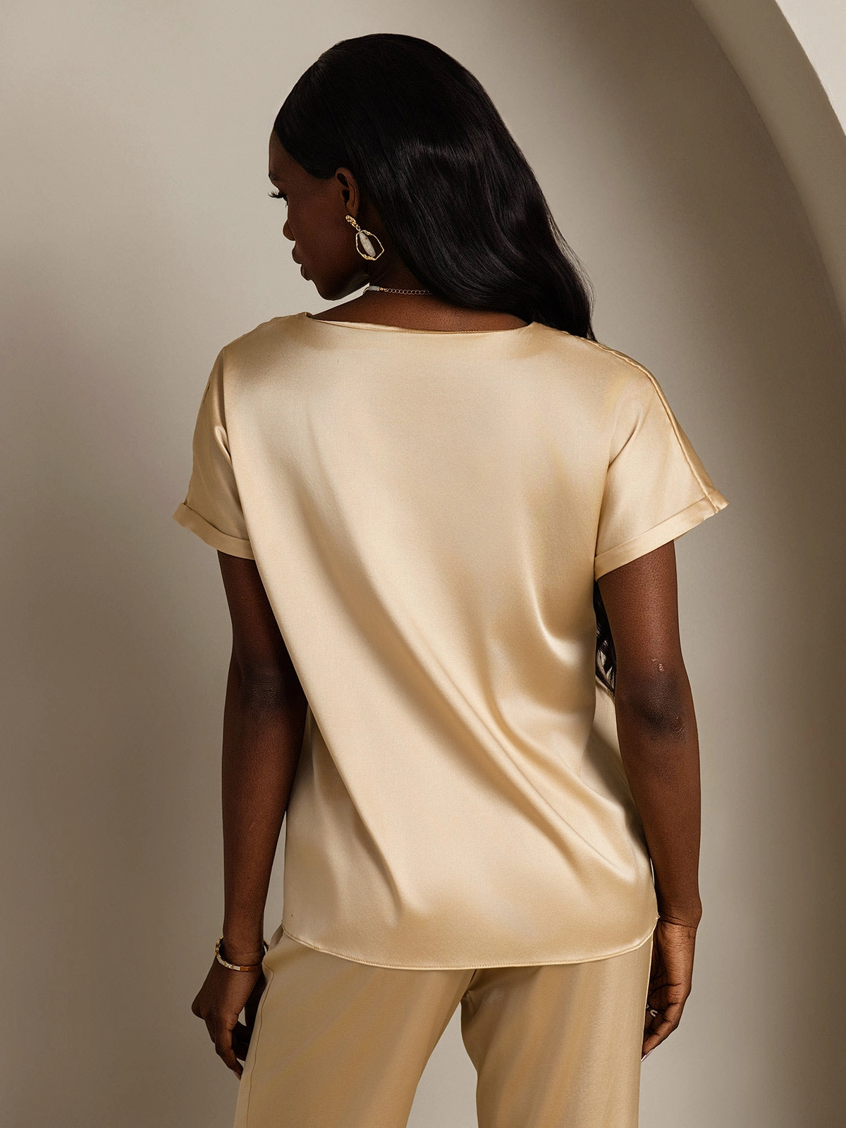 19Momme Silk Casual Short Sleeve T-Shirt