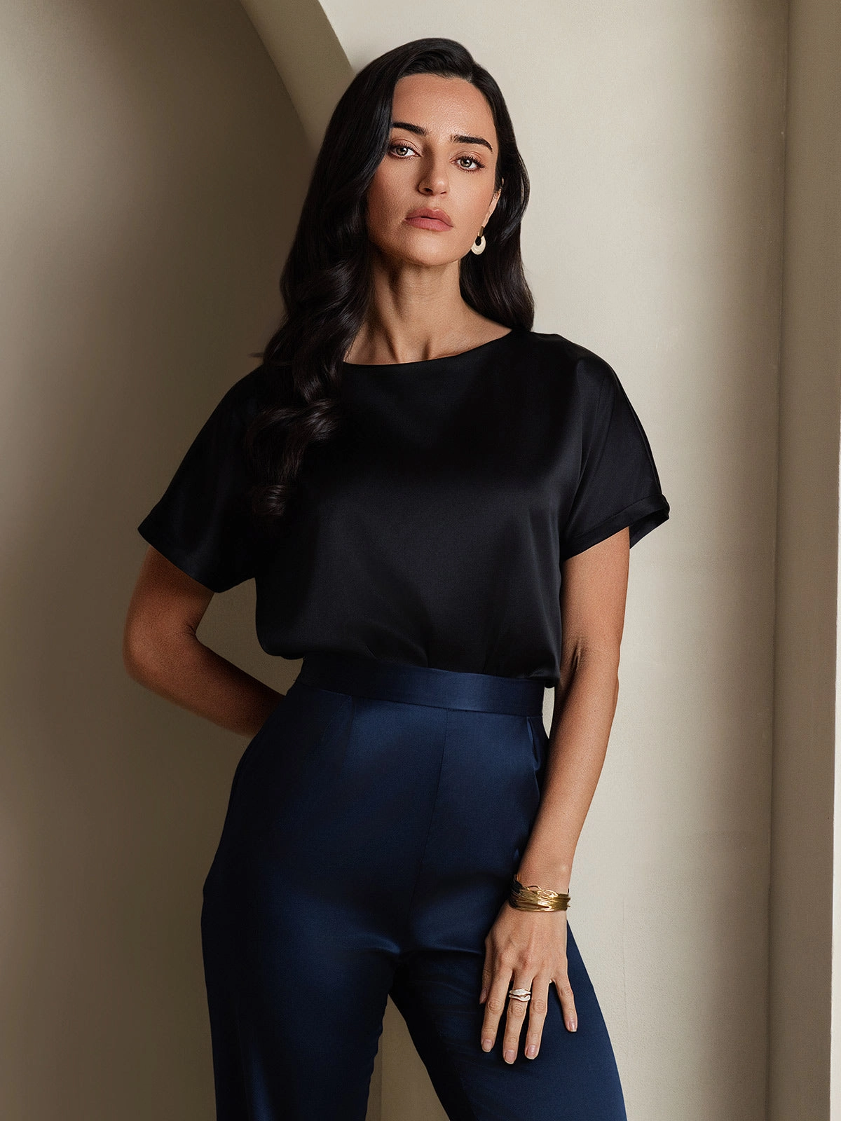 19Momme Silk Casual Short Sleeve T-Shirt