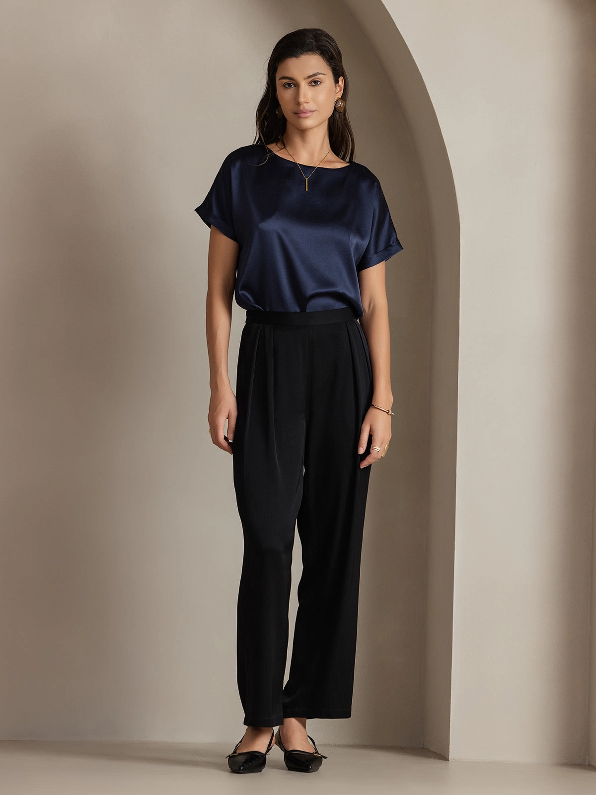 19Momme Silk Casual Short Sleeve T-Shirt