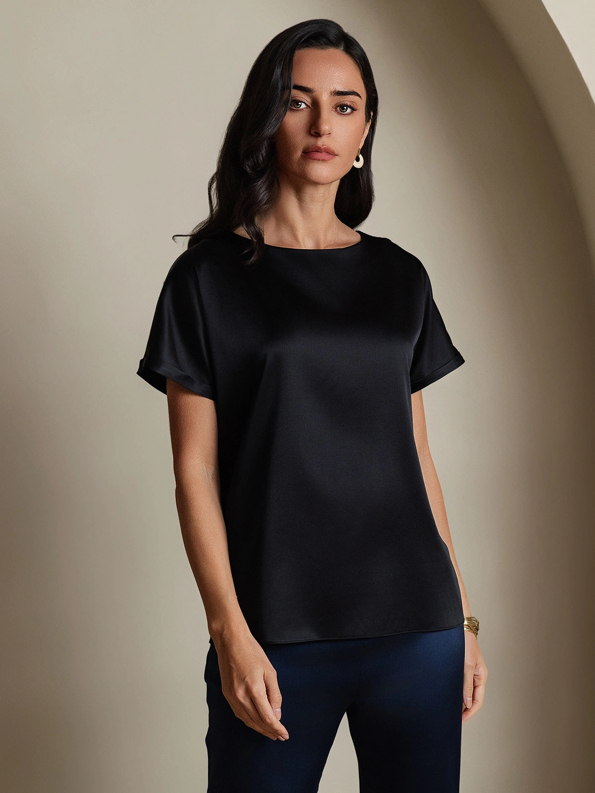 19Momme Silk Casual Short Sleeve T-Shirt