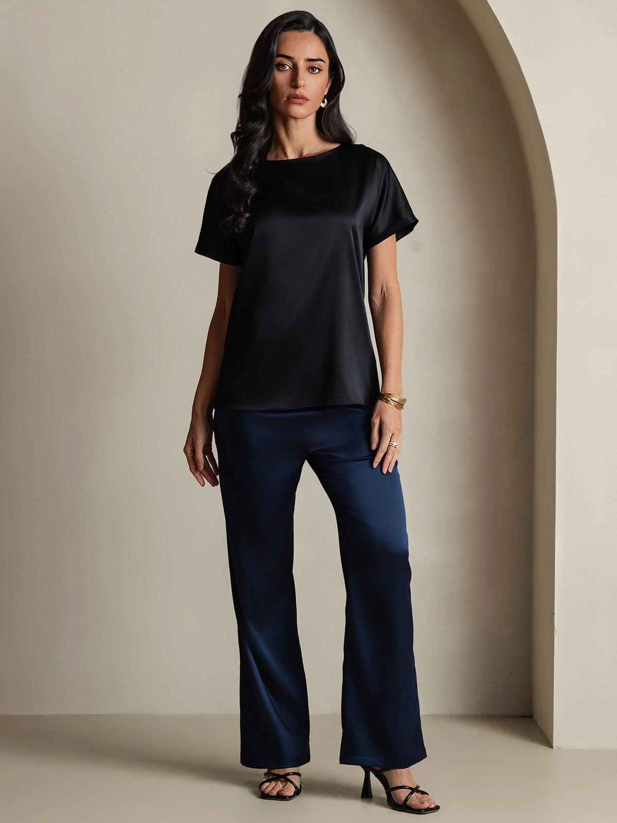 19Momme Silk Casual Short Sleeve T-Shirt