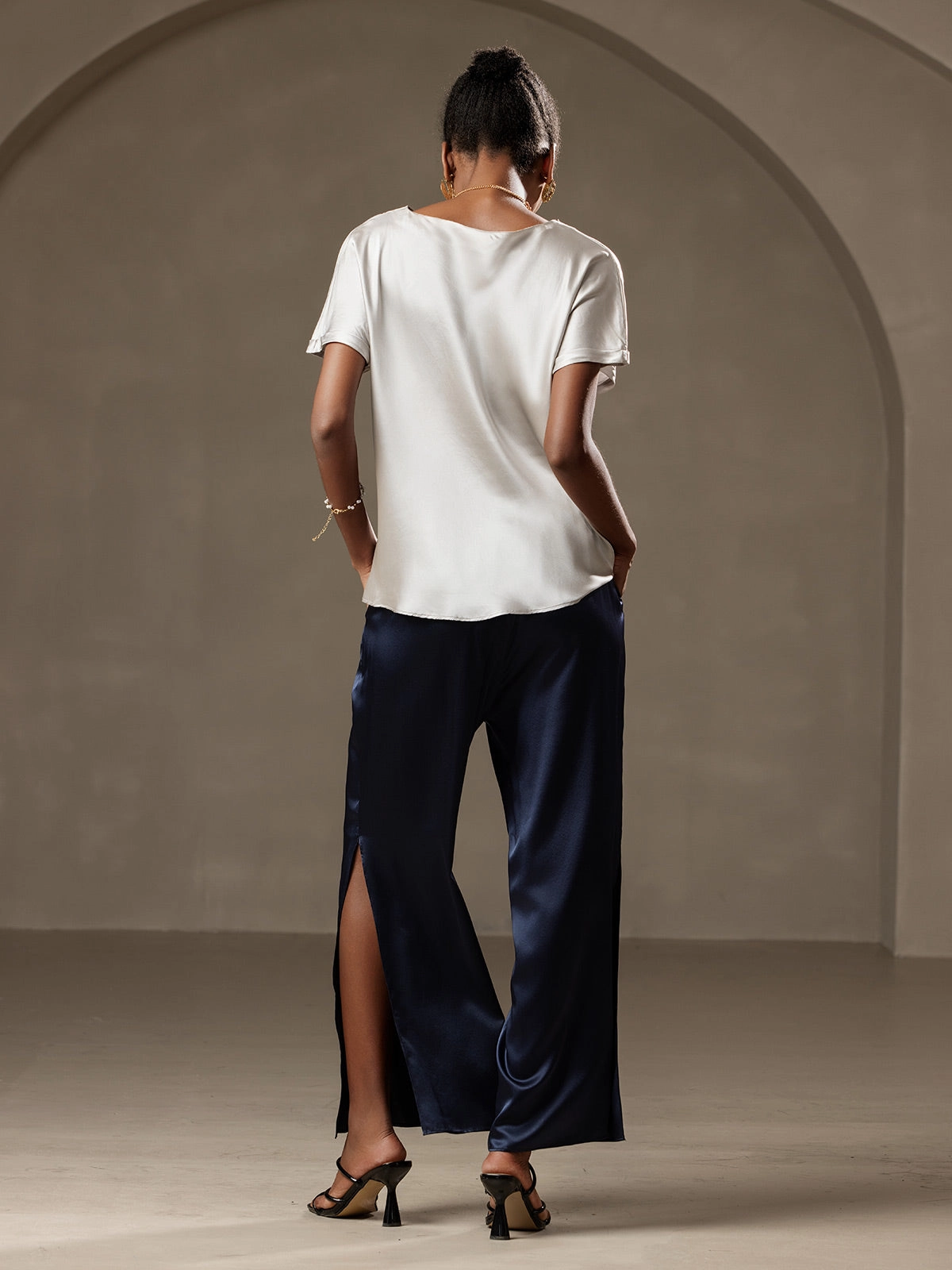 19Momme Silk Casual Short Sleeve T-Shirt