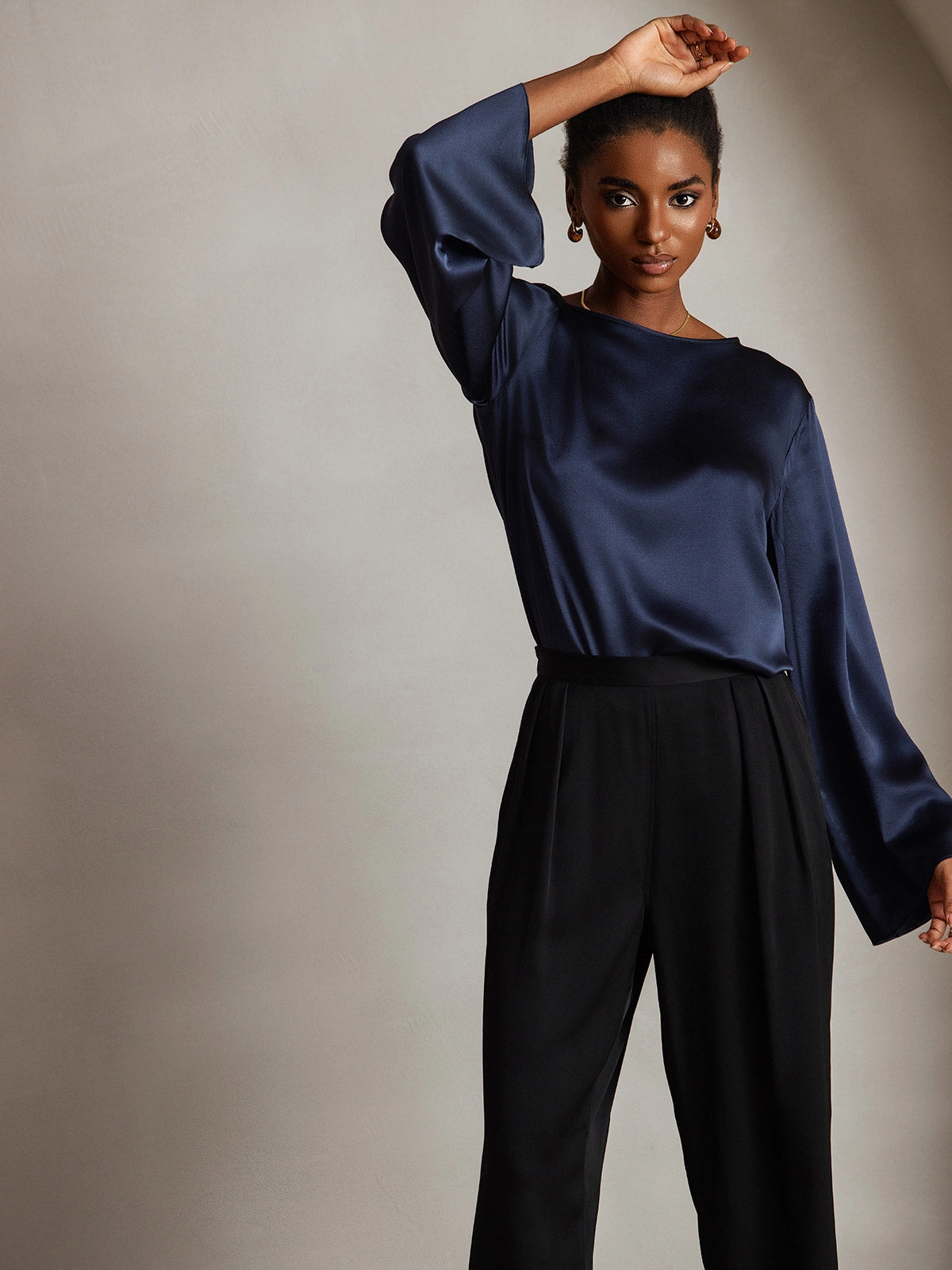 19Momme Silk Long-sleeved Blouse