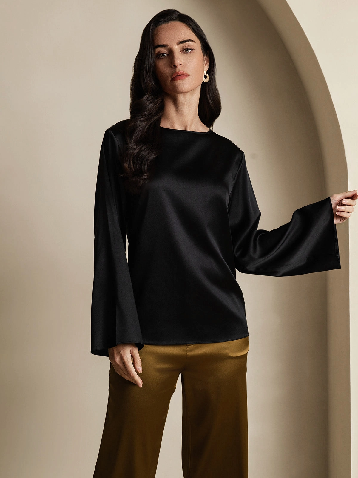 19Momme Silk Long-sleeved Blouse