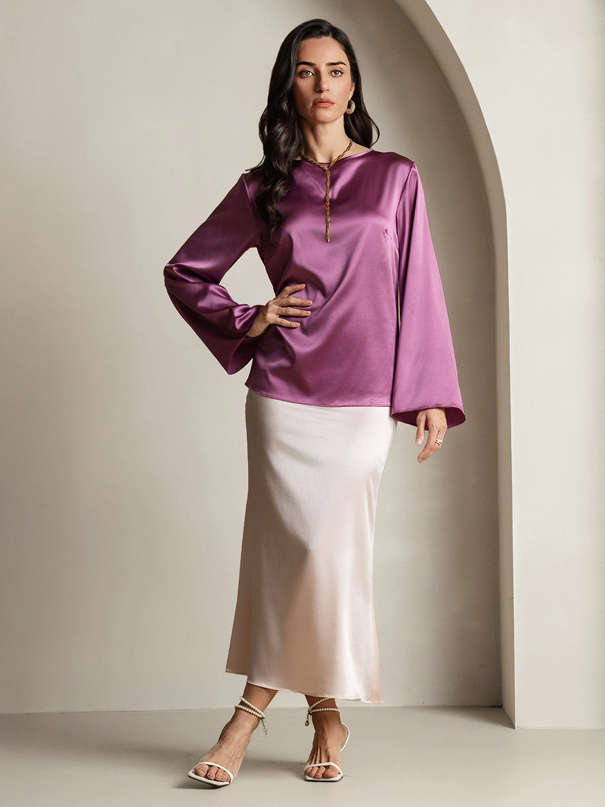 19Momme Silk Long-sleeved Blouse