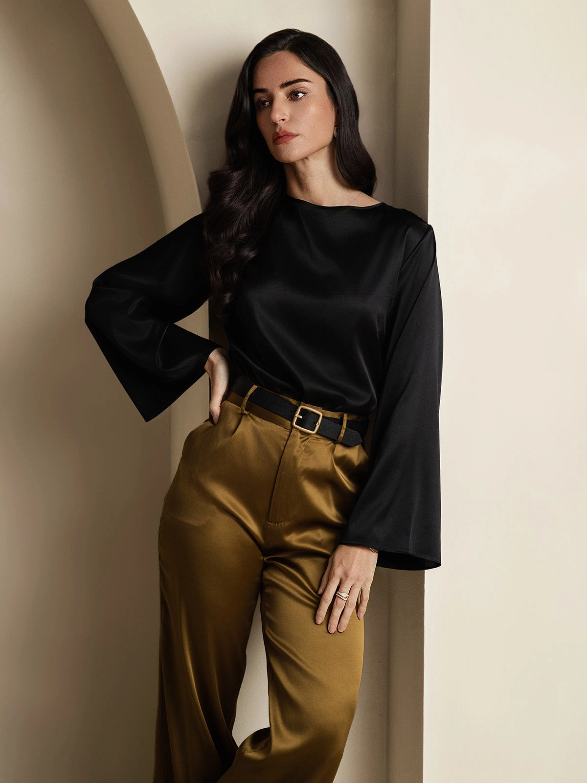 19Momme Silk Long-sleeved Blouse