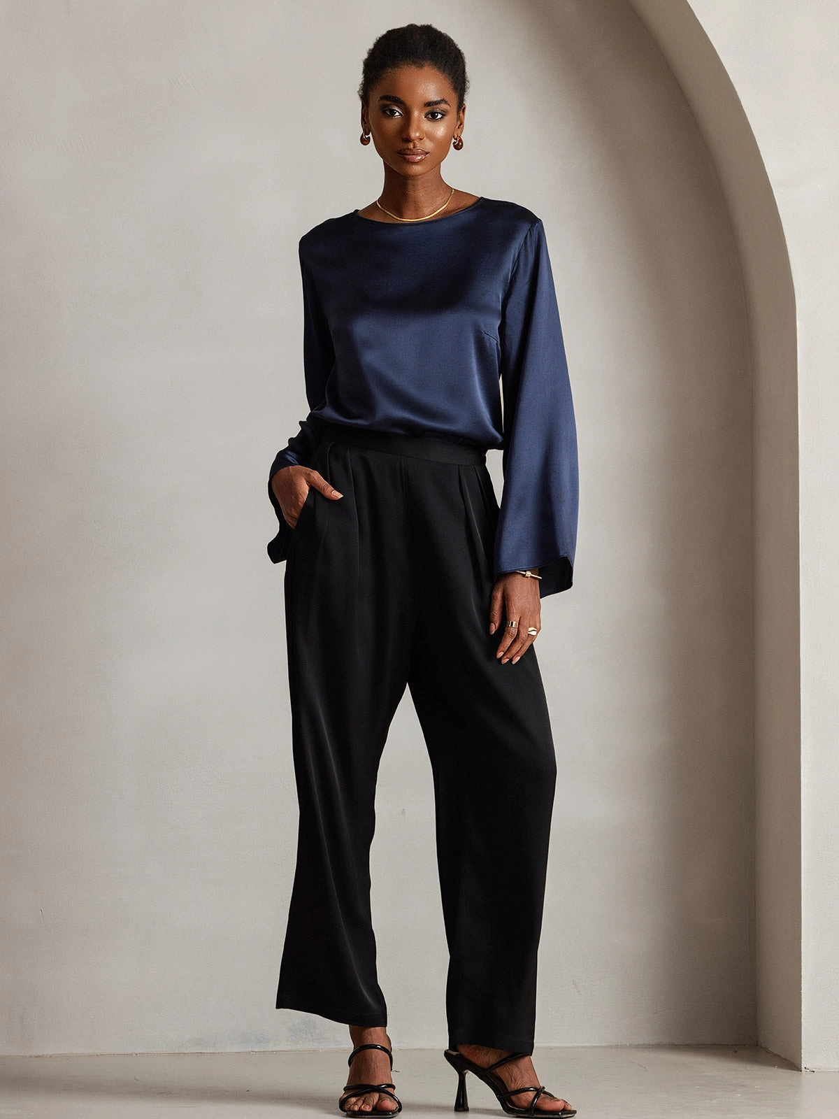 19Momme Silk Long-sleeved Blouse