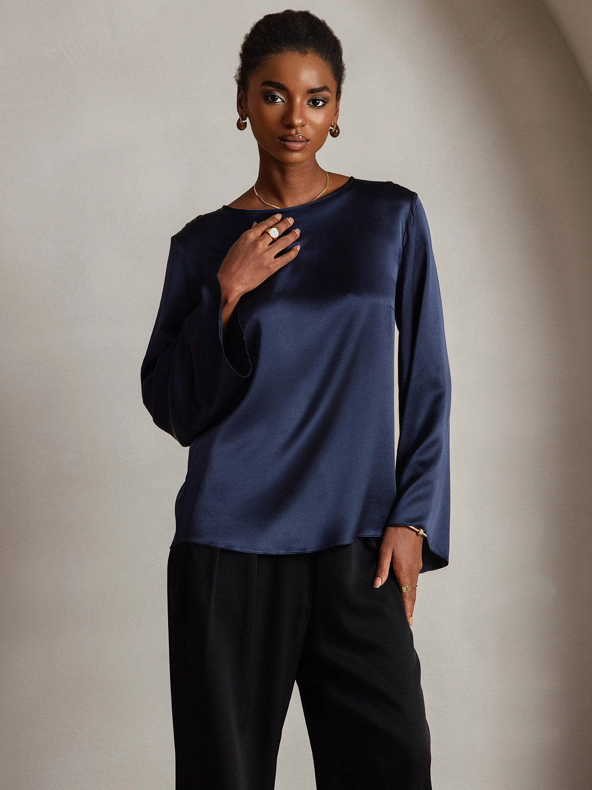 19Momme Silk Long-sleeved Blouse