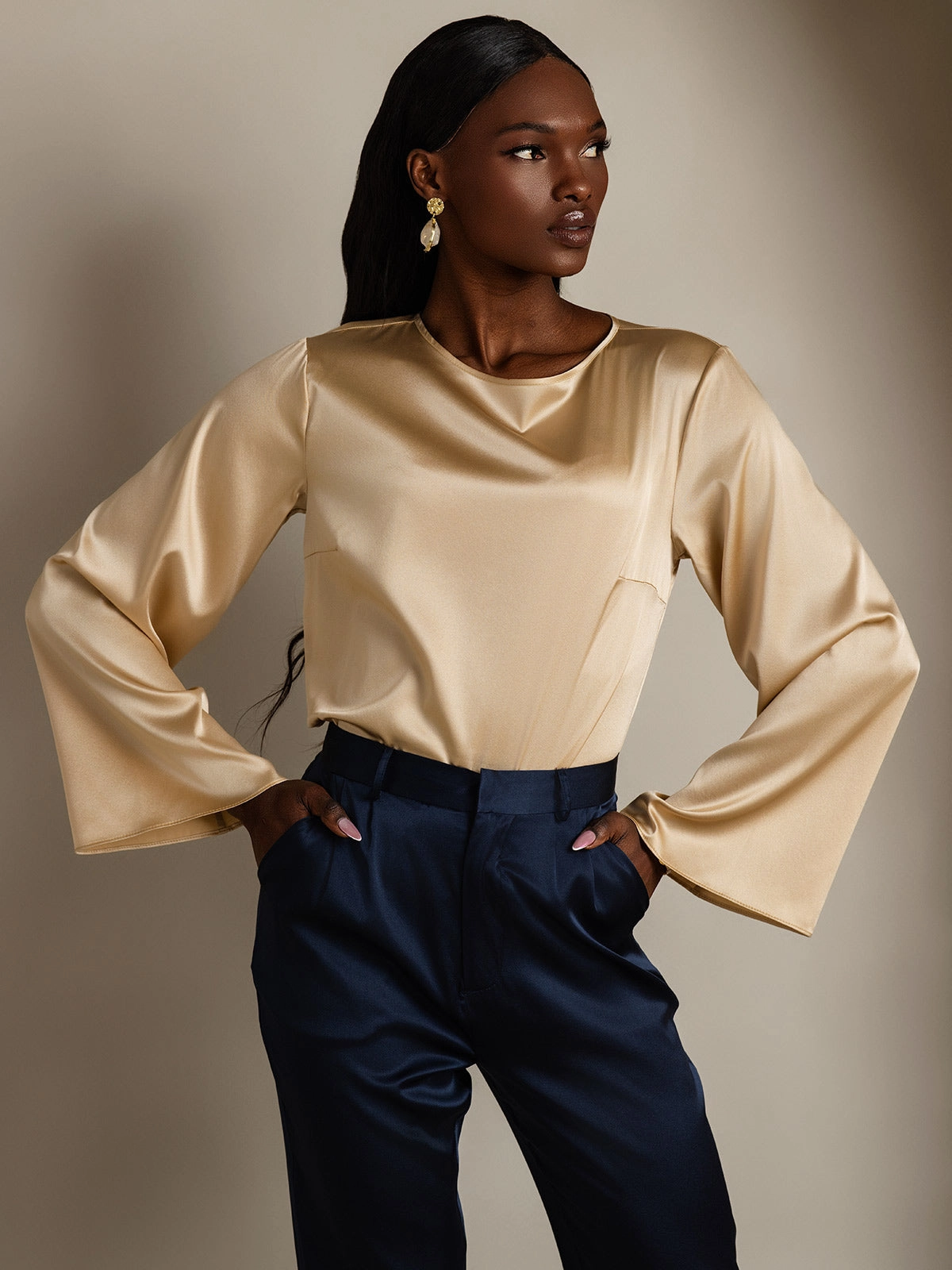 19Momme Silk Long-sleeved Blouse