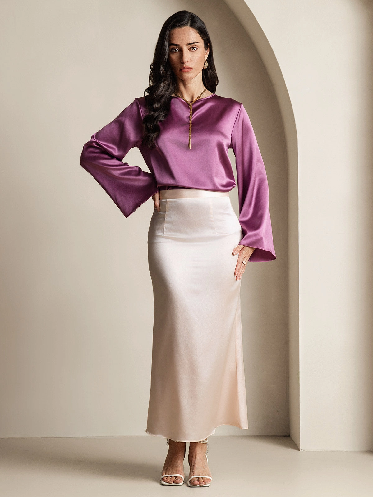 19Momme Silk Relaxed Long-sleeved Blouse