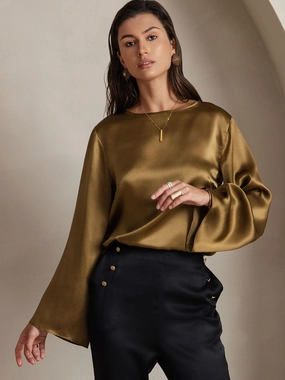19Momme Silk Relaxed Long-sleeved Blouse