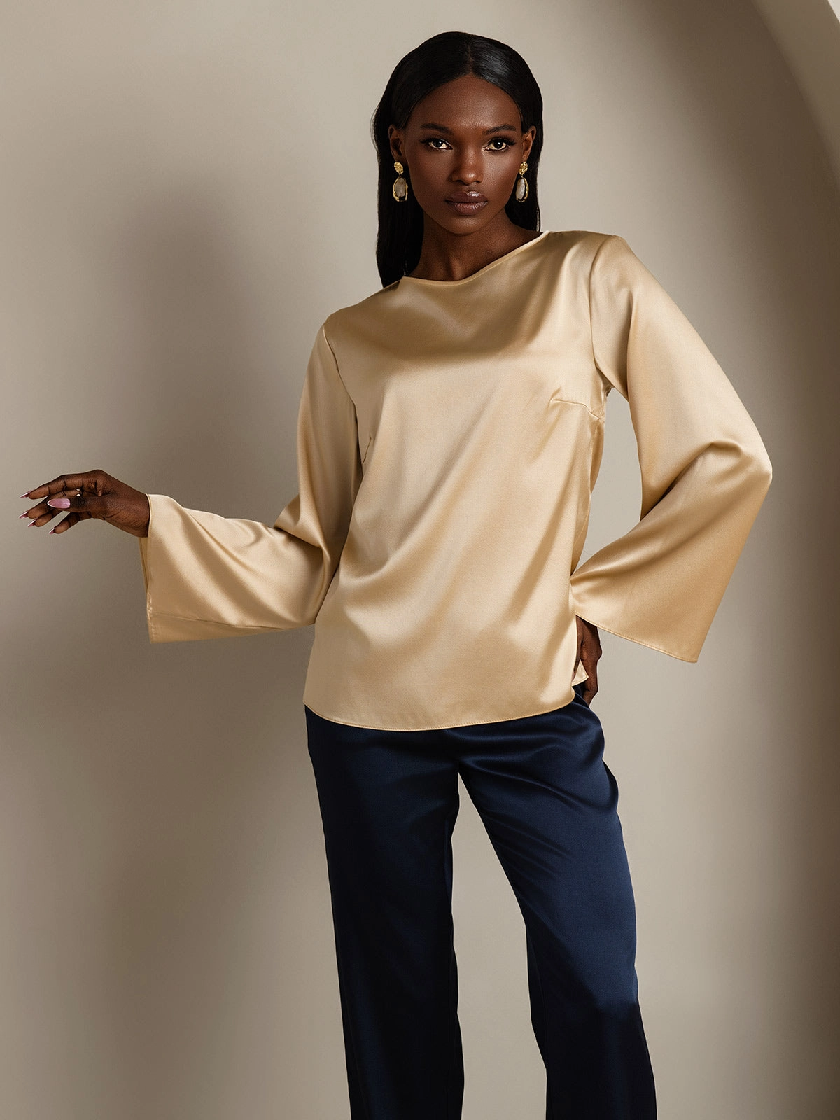 19Momme Silk Relaxed Long-sleeved Blouse