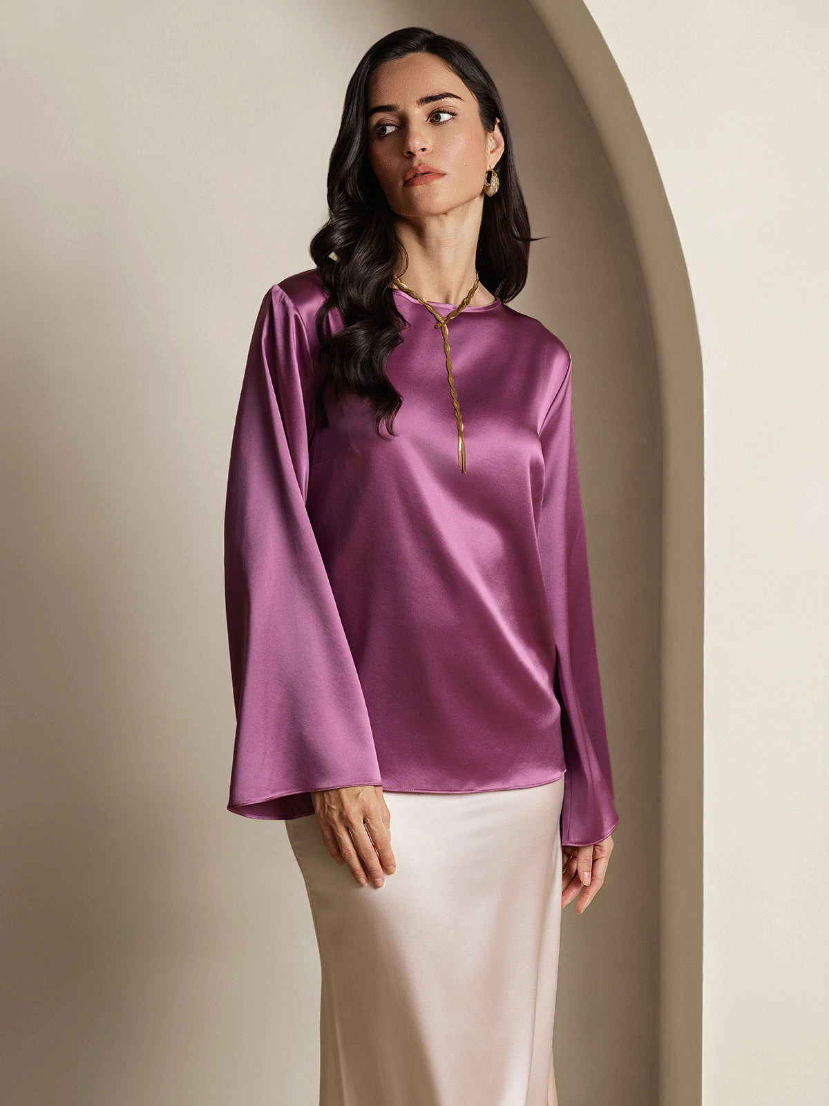 19Momme Silk Relaxed Long-sleeved Blouse