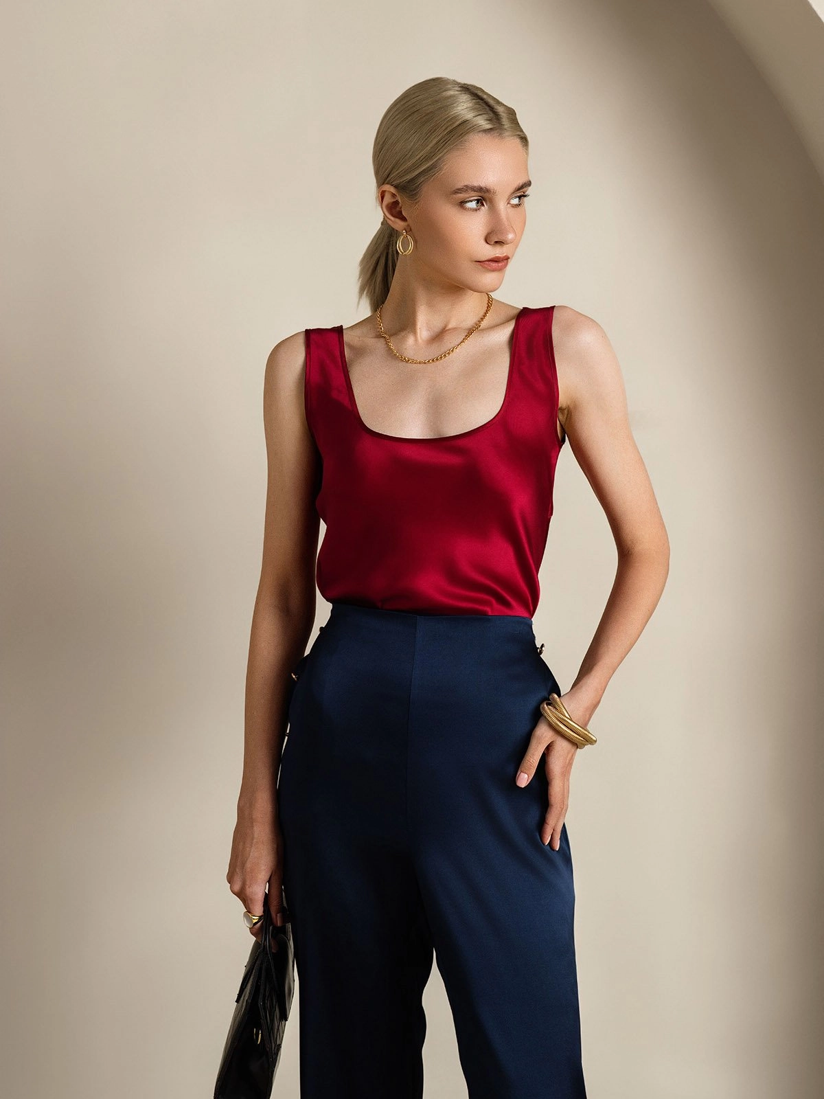 19Momme Silk U-neck Straps Tank Top
