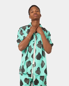 99 Cabana Four Suits Short Sleeve Button Up Shirt Teal/Black