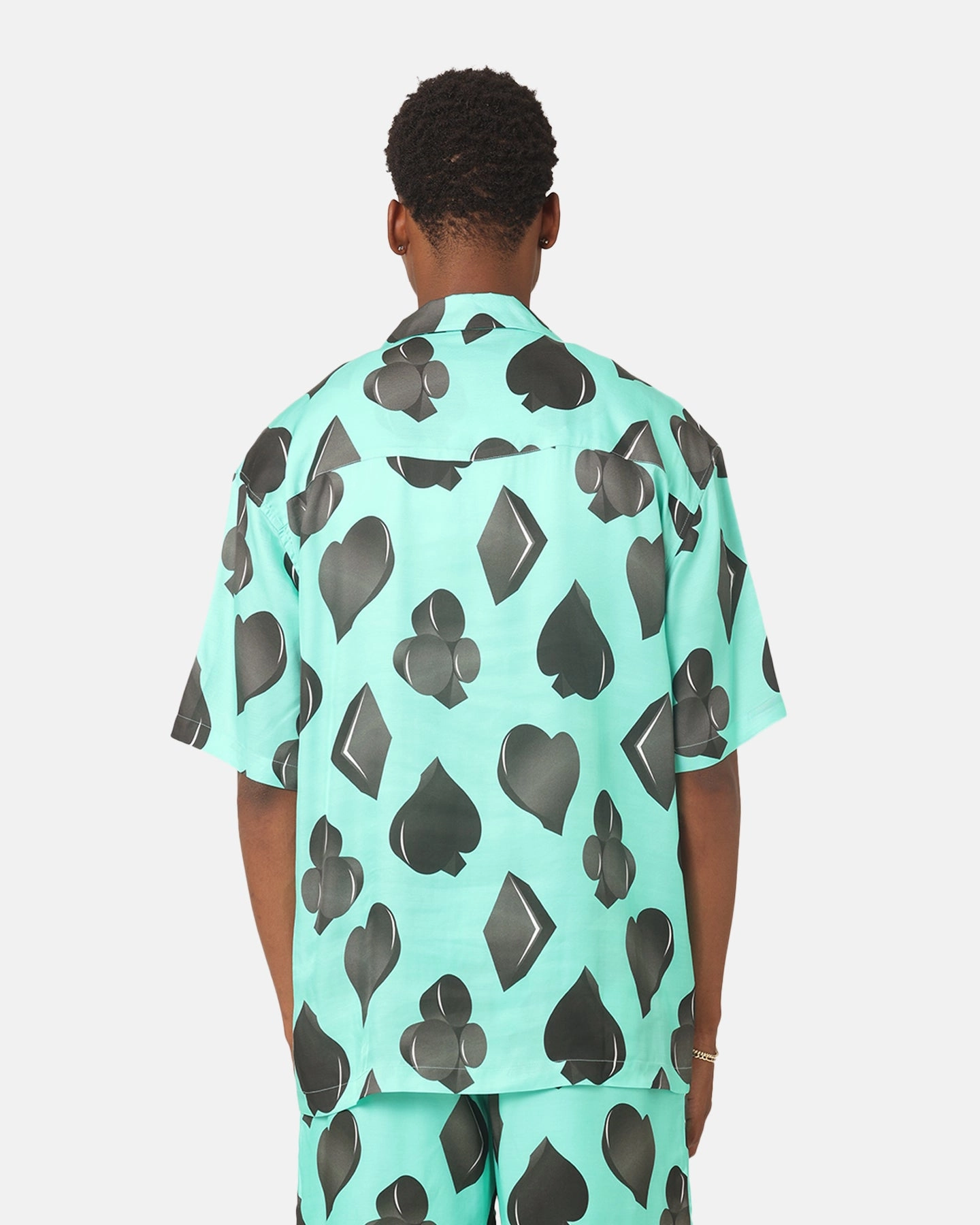 99 Cabana Four Suits Short Sleeve Button Up Shirt Teal/Black