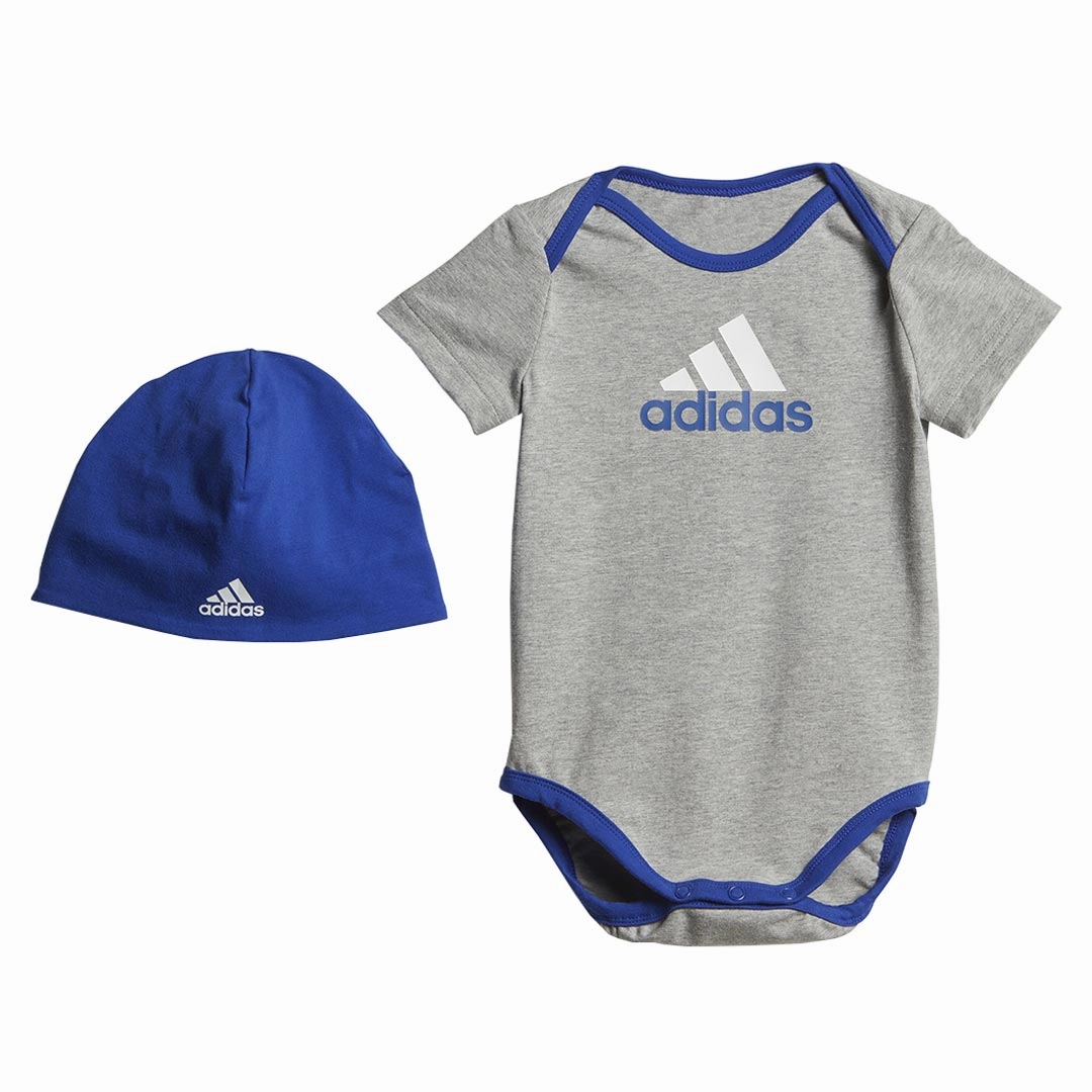 adidas - Kids' (Infant & Toddler) Essentials Big Logo Bodysuit & Beanie Gift Set (IJ8877)