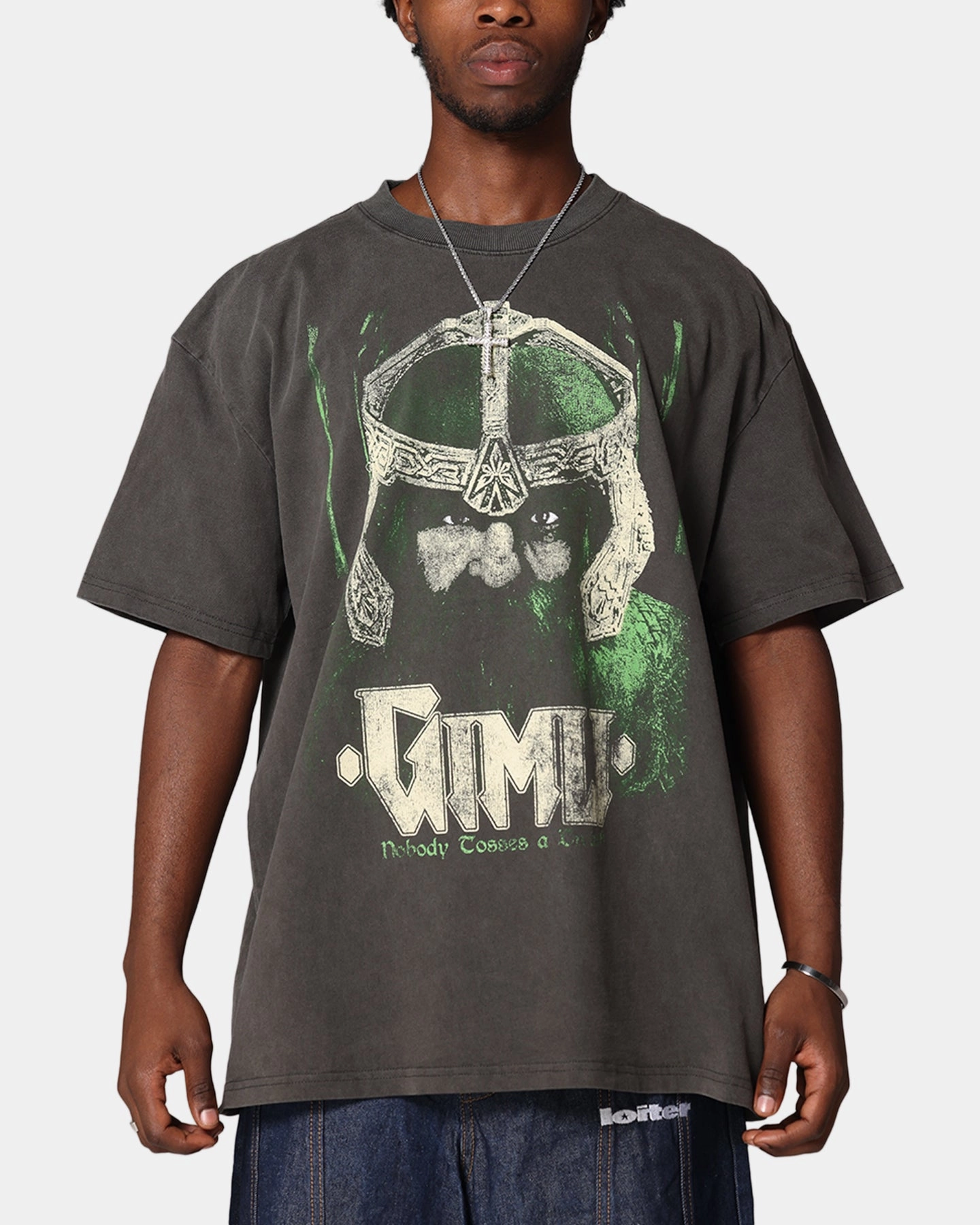 American Thrift X Lord Of The Rings Gimli Toss Heavy T-Shirt Black Wash
