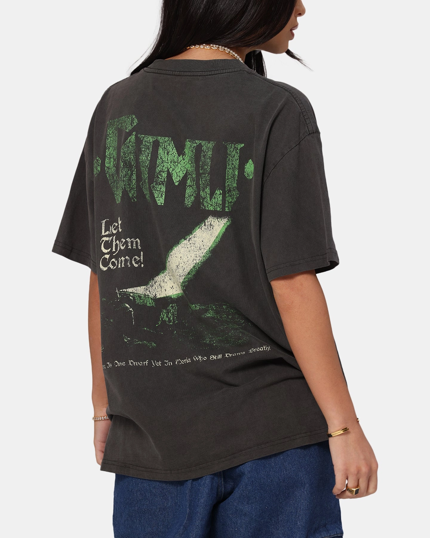 American Thrift X Lord Of The Rings Gimli Toss Heavy T-Shirt Black Wash