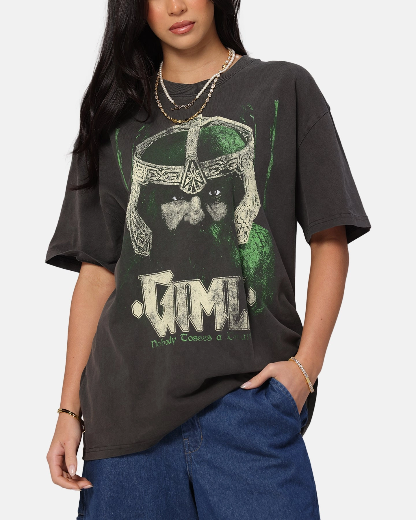American Thrift X Lord Of The Rings Gimli Toss Heavy T-Shirt Black Wash