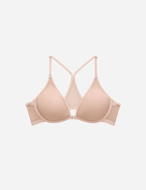 Bare Mesh Front Close Racerback Bra