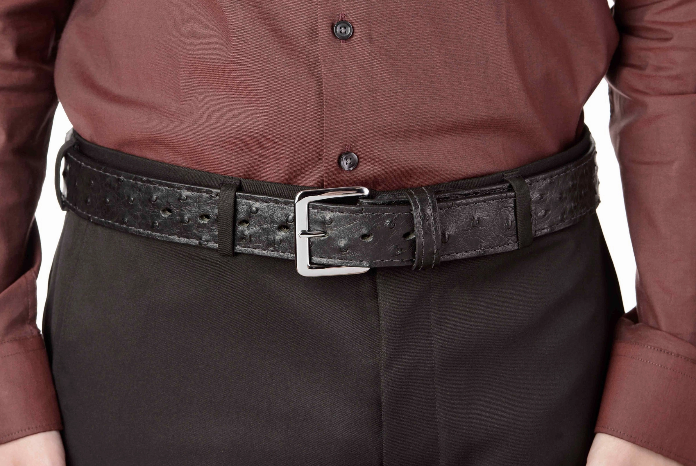 Black South African Ostrich Skin Money Belt With 25" Zipper 1.50" Wide