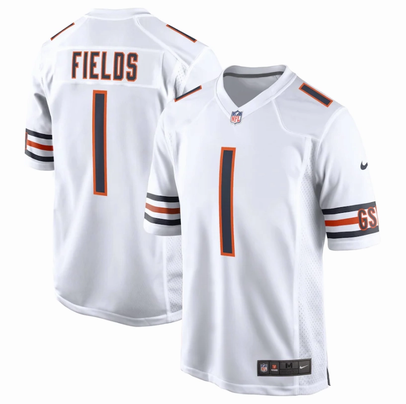 Chicago Bears Justin Fields Youth Nike White Replica Game Jersey