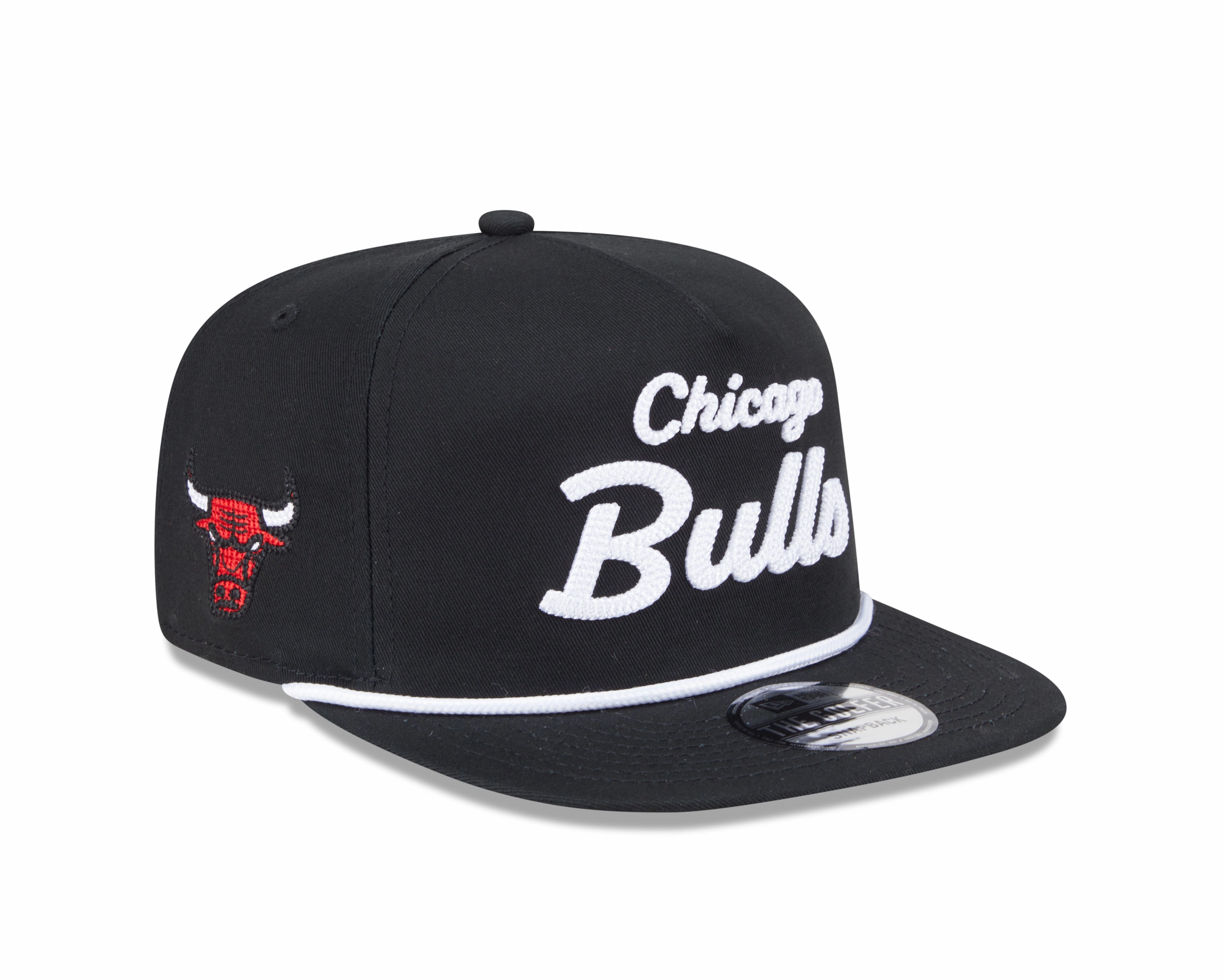 Chicago Bulls New Era Black Team Text The Golfer Snapback Hat