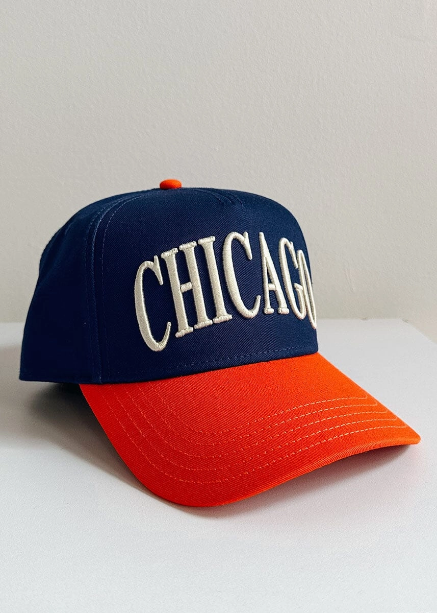 Chicago Puff Baseball Cap - Orange & Navy