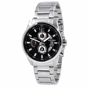 Citizen Men's Watch - Chronograph Black and Silver Dial Steel Bracelet | AN3690-56E