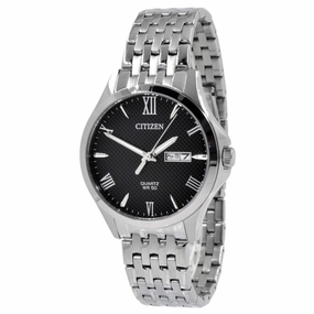 Citizen Men's Watch - Day-Date Black Dial Silver Tone Steel Bracelet | BF2020-51E