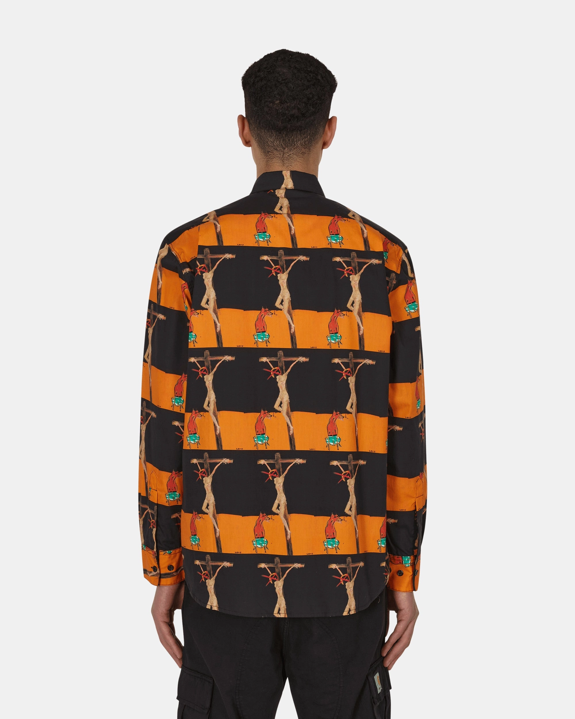 Crusifix Button Up Shirt Black