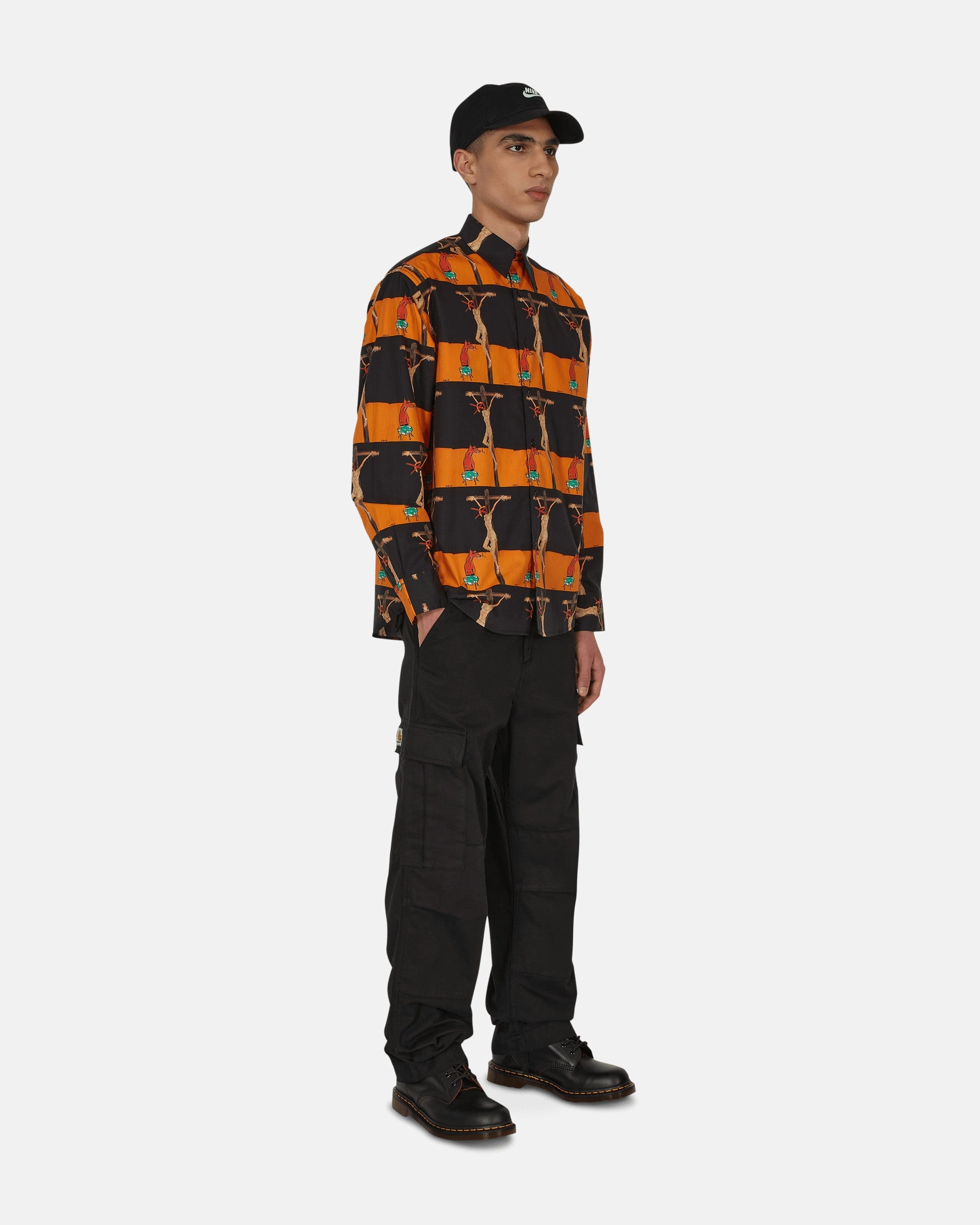 Crusifix Button Up Shirt Black