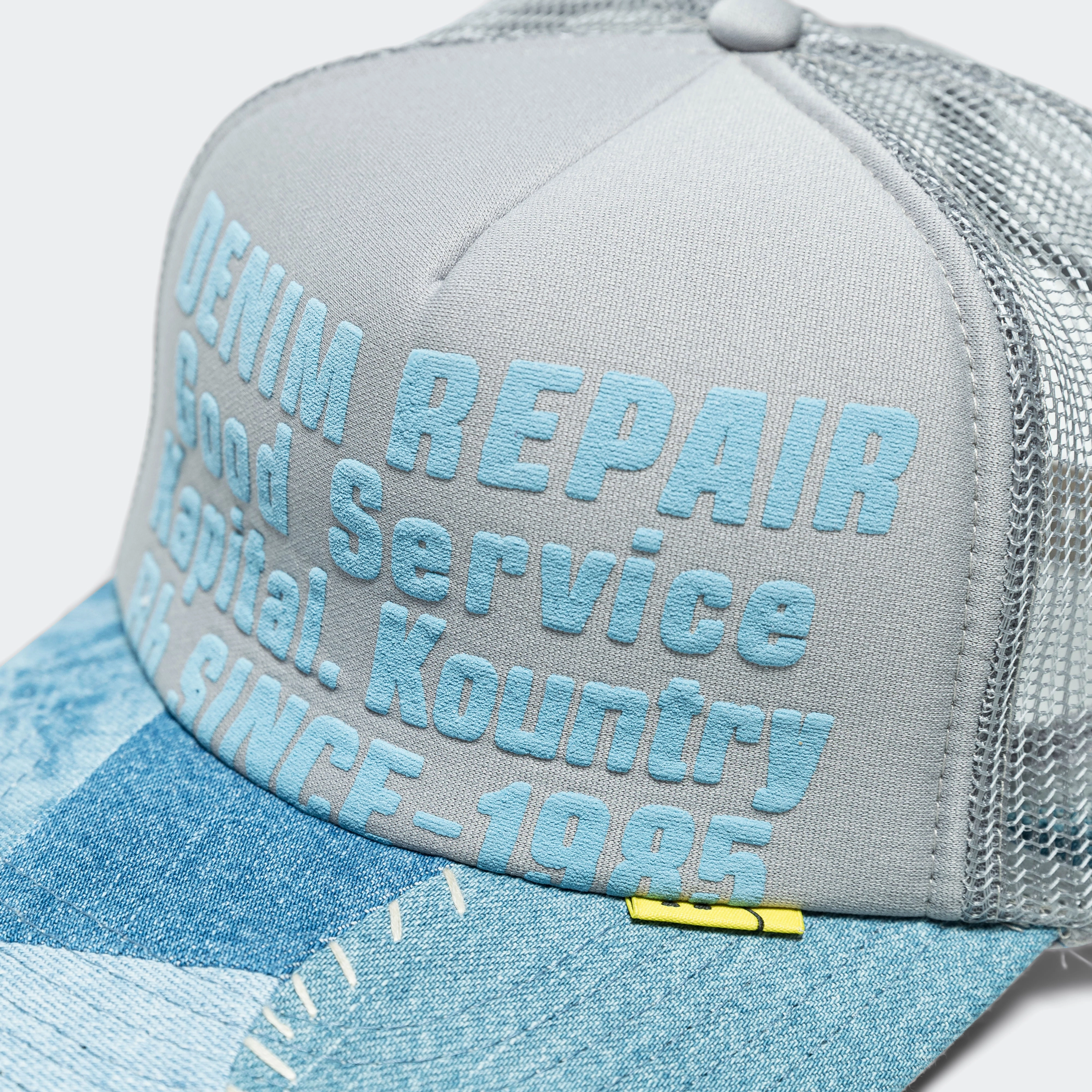 Denim Repair Service Denim Reconstruction Truck Cap - Grey