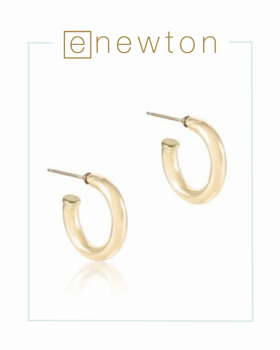 E Newton Round Gold Post Hoop 4mm - Smooth