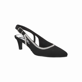 Easy Street Womens Glisten Pointed Toe Stiletto Heel Pumps - BLACK LAMY 6 1/2 WIDE