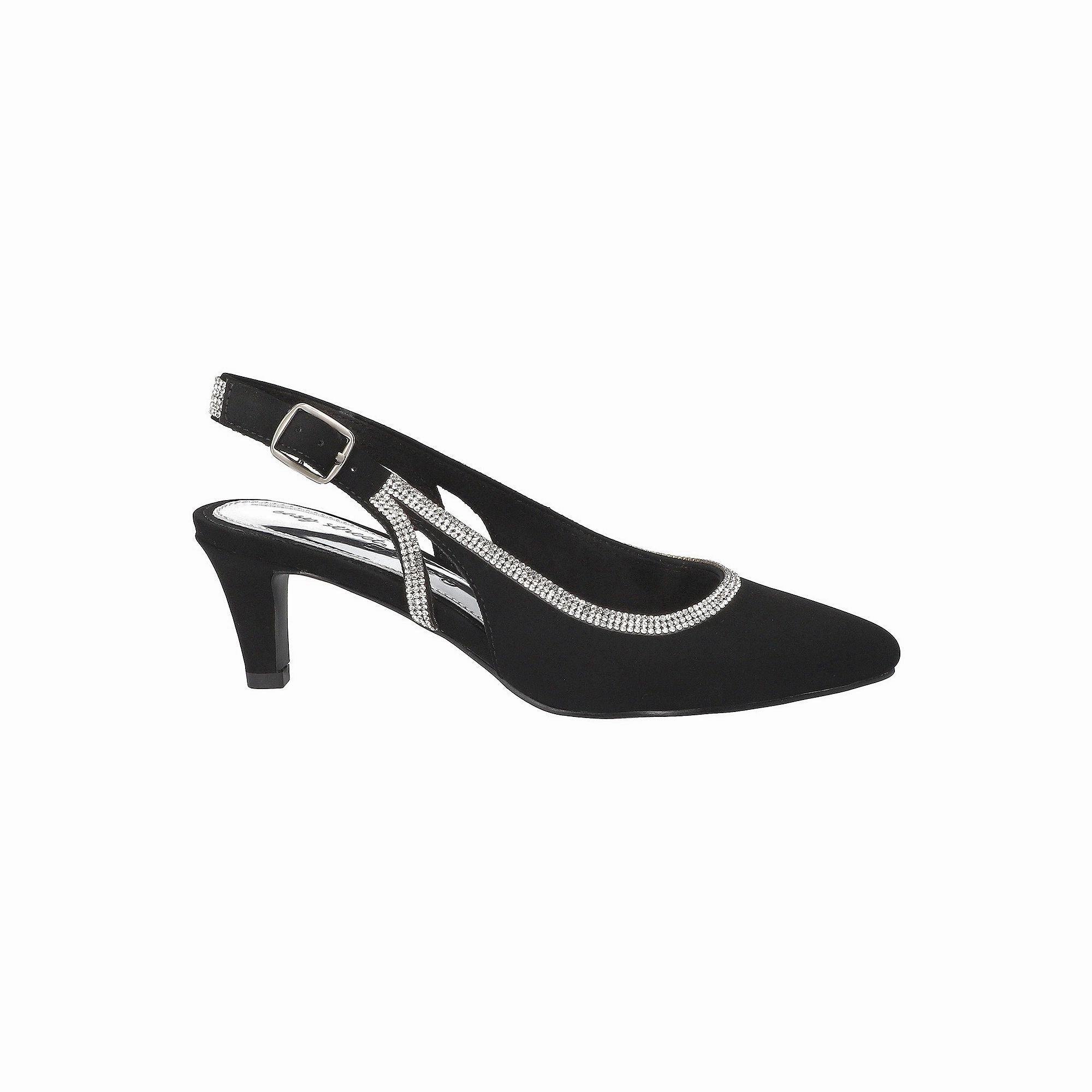 Easy Street Womens Glisten Pointed Toe Stiletto Heel Pumps - BLACK LAMY 6 1/2 WIDE