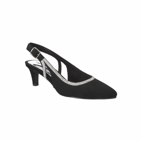 Easy Street Womens Glisten Pointed Toe Stiletto Heel Pumps - BLACK LAMY 6 1/2 WIDE