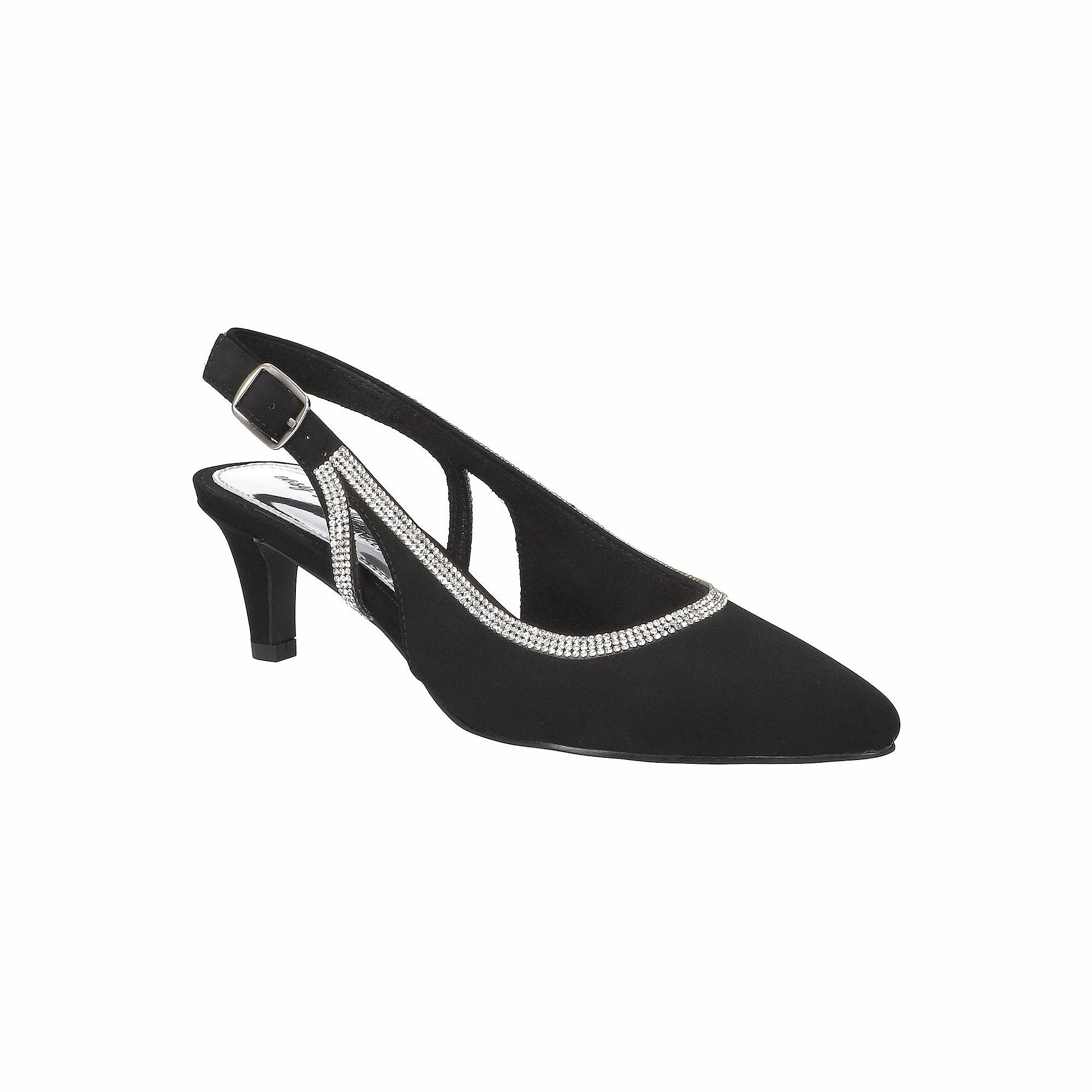 Easy Street Womens Glisten Pointed Toe Stiletto Heel Pumps - BLACK LAMY 6 1/2 WIDE