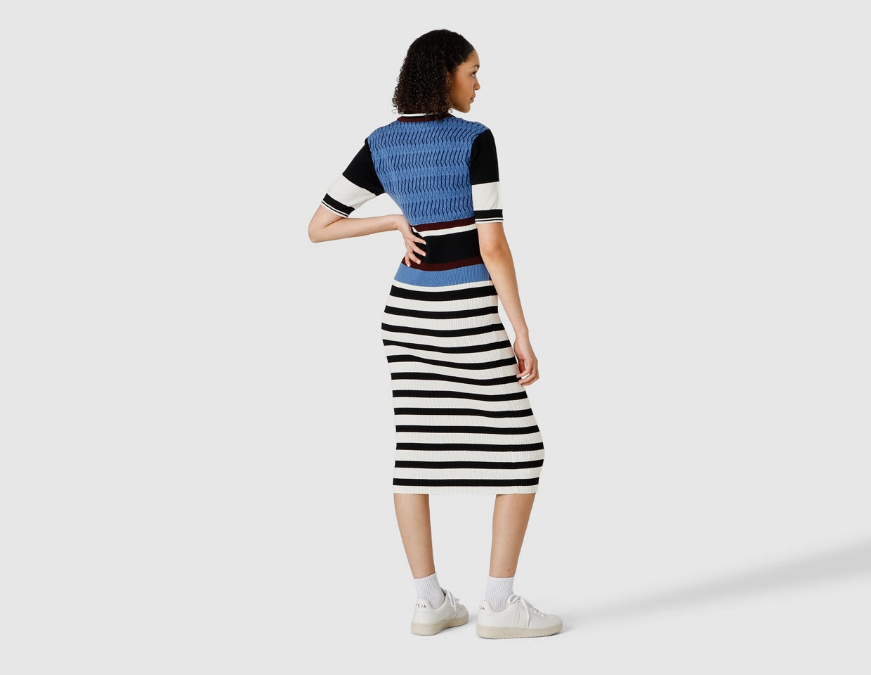 Fred Perry Women's Jacquard Knitted Stripe Dress / Twilight Blue