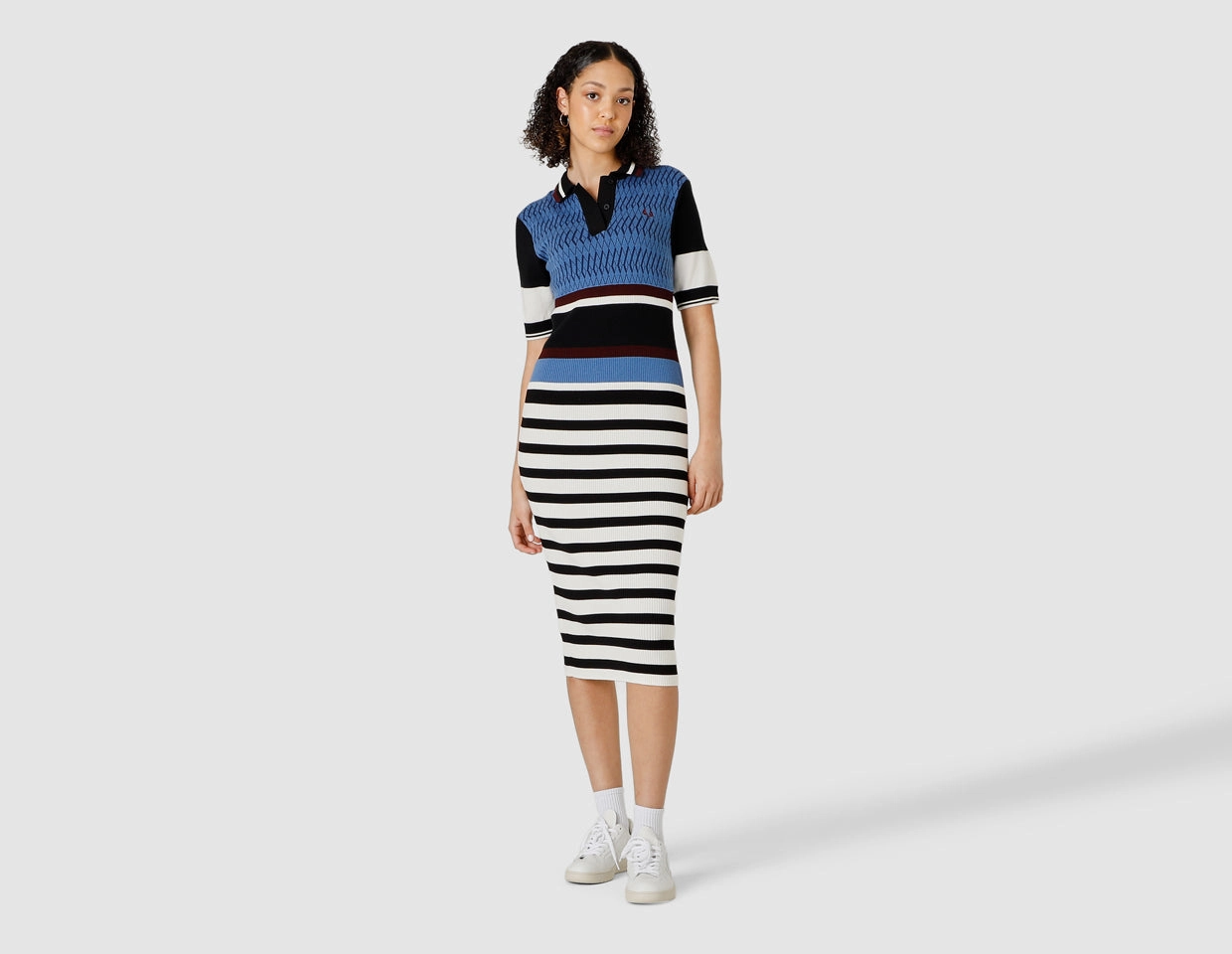 Fred Perry Women's Jacquard Knitted Stripe Dress / Twilight Blue