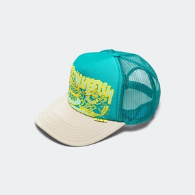 FREE WHEELIN' Trucker Cap - Turquoise/Beige