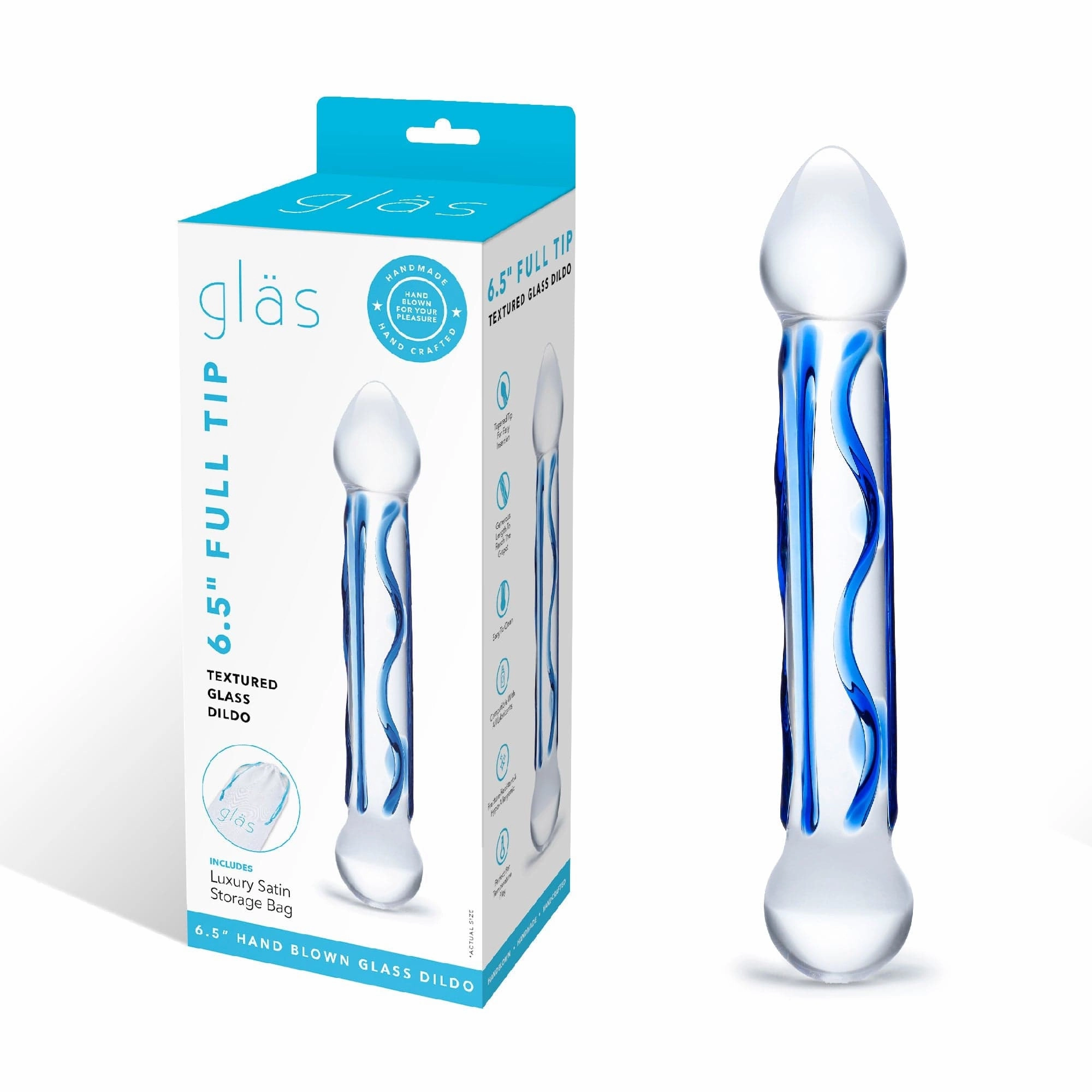Glas - Tip Textured Glass Dildo 6.5" (Clear)
