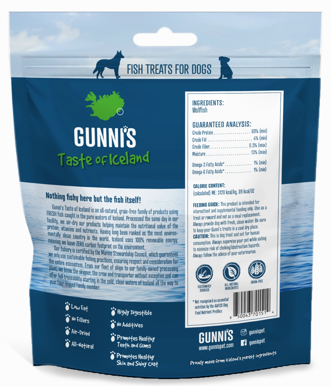 Gunnis WolfFish Wafers Fish Dog Treats