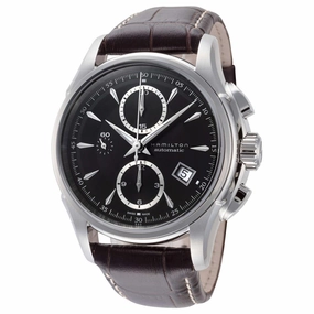 Hamilton Men's Chronograph Watch - Jazzmaster Auto Black Dial Brown Strap | H32616533