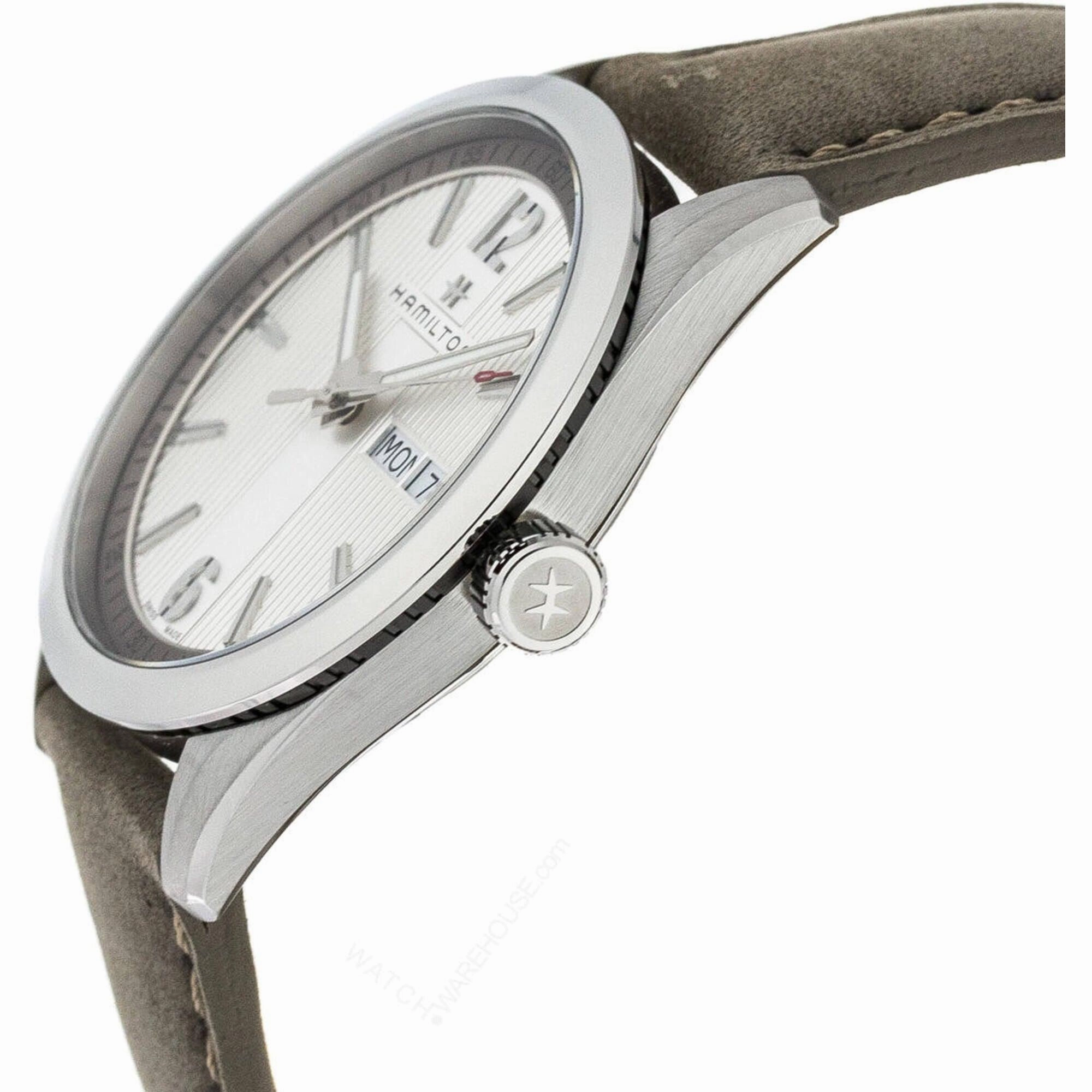 Hamilton Men's Watch - Broadway Day Date Quartz White Dial Grey Strap | H43311915